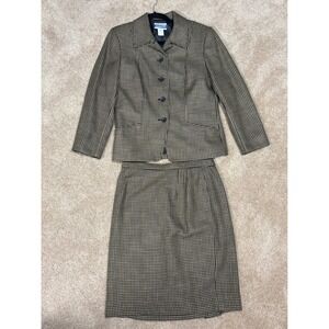 Pendleton Petite Houndstooth Wool Blend‎ Skirt Suit Set Blazer & Skirt